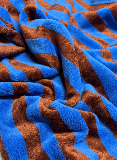 cognac/cobalt stripes - bamboo terry cloth