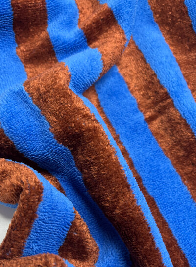 cognac/cobalt stripes - bamboo terry cloth