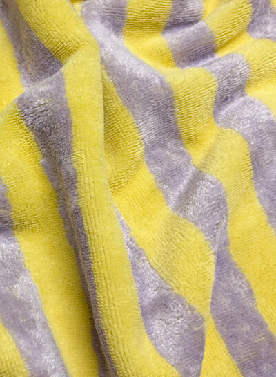 geel/lila strepen - bamboe badstof