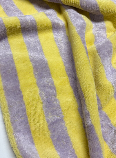 geel/lila strepen - bamboe badstof