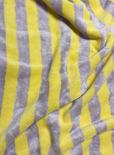 geel/lila strepen - bamboe badstof