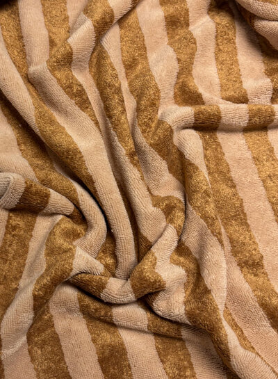 roze / caramel strepen - bamboe badstof