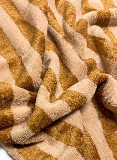 roze / caramel strepen - bamboe badstof