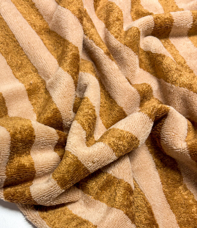 roze / caramel strepen - bamboe badstof