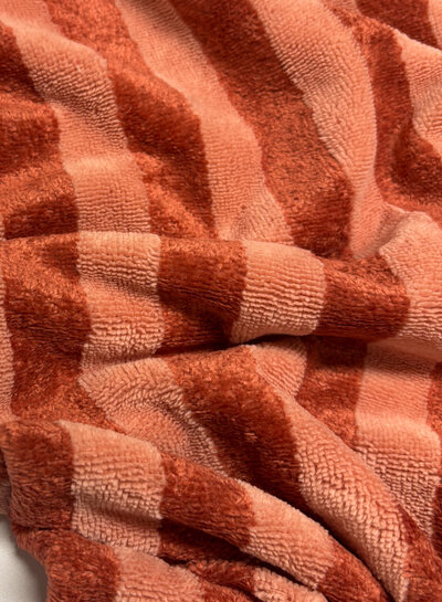 roze/marsala strepen - bamboe badstof
