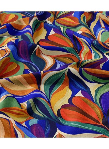 artia printed cobalt and rust - viscose