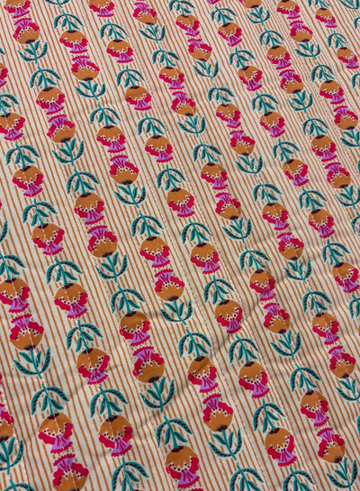 Shira flowers camel red - quilted cotton - stepper