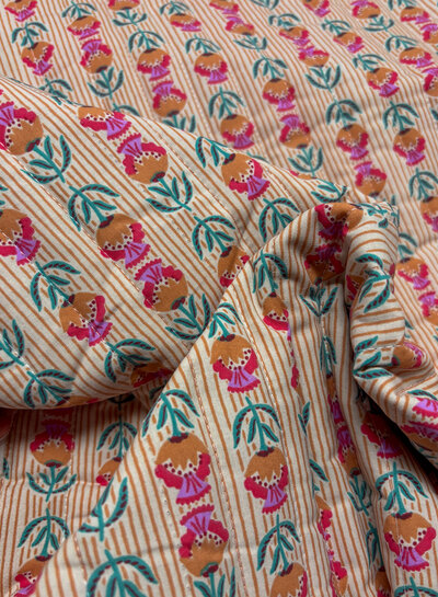 Shira flowers camel red - quilted cotton - stepper