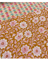 shira  bloemen camel rood - gewatteerde katoen - double face stepper