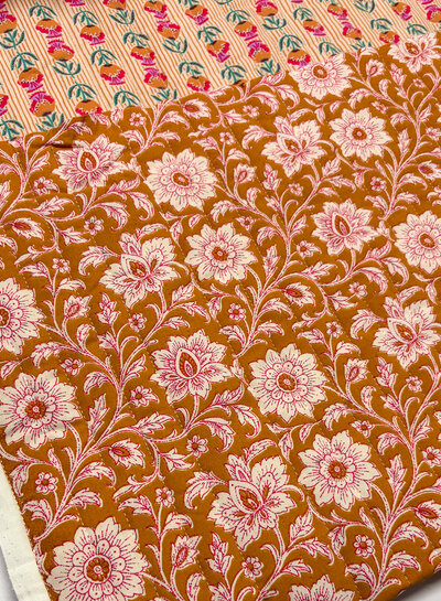 Shira flowers camel red - quilted cotton - stepper