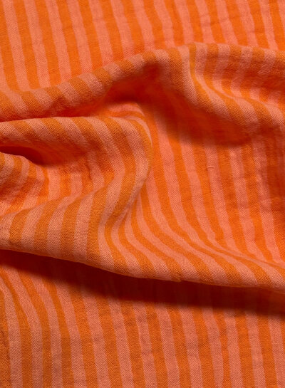 peach/mandarin stripes double face - double gauze/tetra