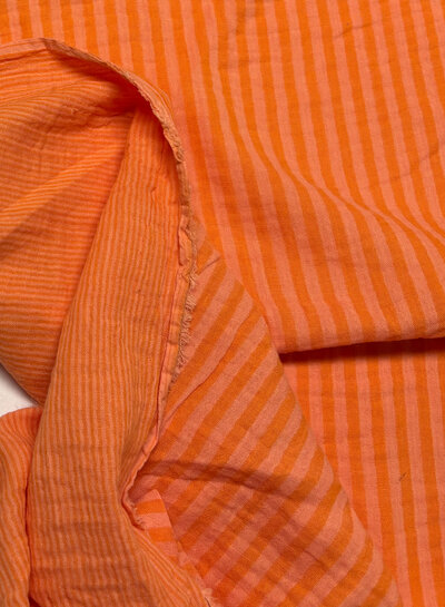 peach/mandarin stripes double face - double gauze/tetra