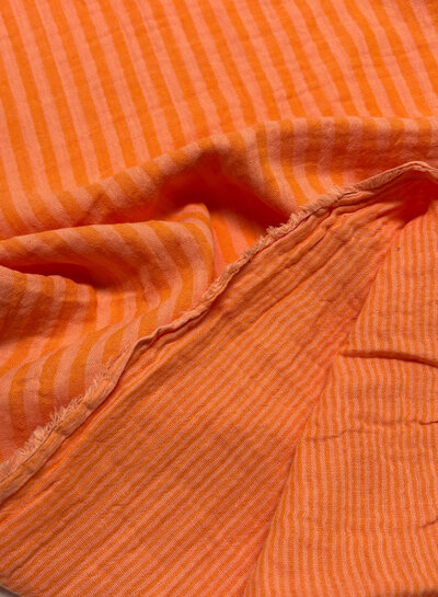 peach/mandarin stripes double face - double gauze/tetra