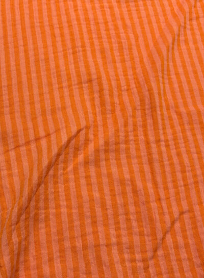 peach/mandarin stripes double face - double gauze/tetra