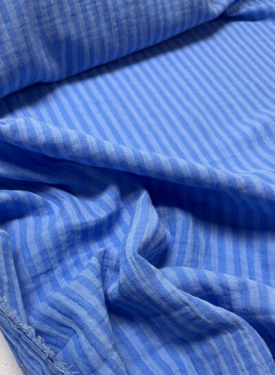 sky blue stripes double face - double gauze/tetra