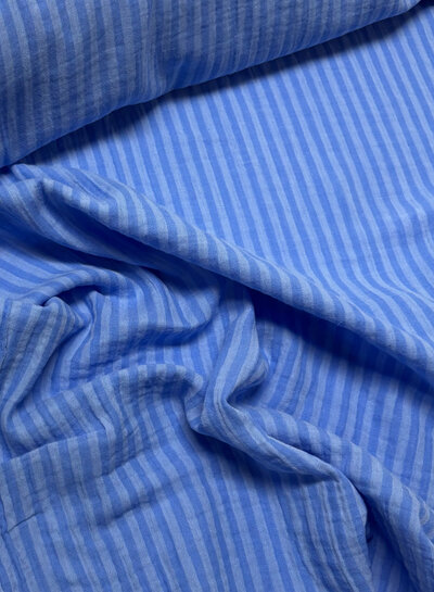 sky blue stripes double face - double gauze/tetra
