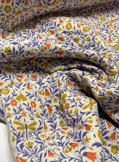 animals and flowers - quilted double gauze - stepper