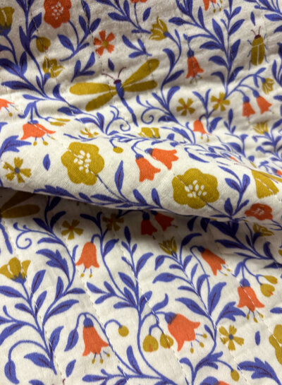 animals and flowers - quilted double gauze - stepper