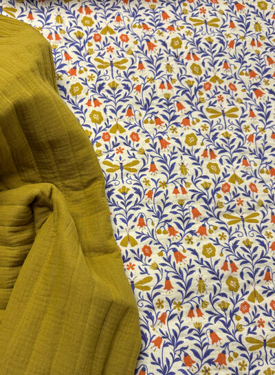 animals and flowers - quilted double gauze - stepper