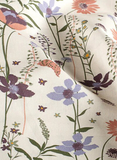 flowers and butterflies - beautiful poplin cotton