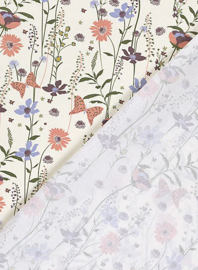 flowers and butterflies - beautiful poplin cotton