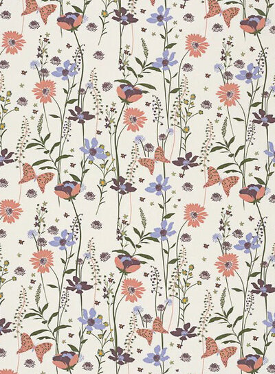 flowers and butterflies - beautiful poplin cotton