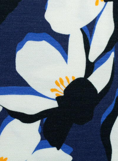 cobalt blue flowers - modal knit