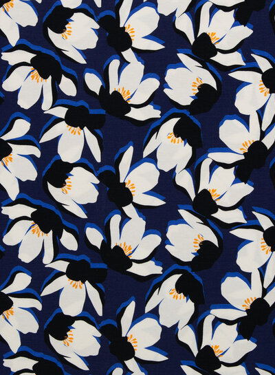 cobalt blue flowers - modal knit