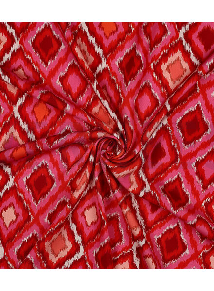 red abstract print - viscose