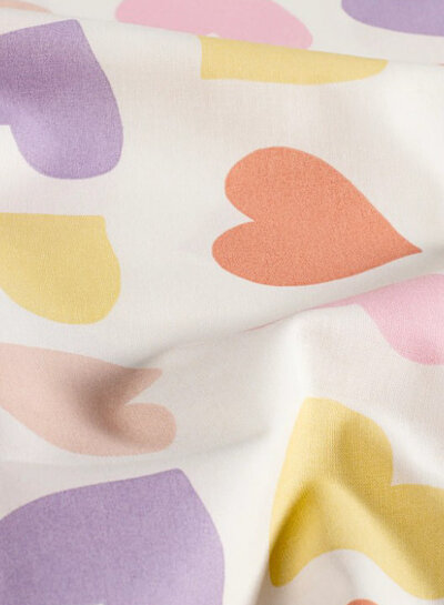colored hearts - cotton poplin