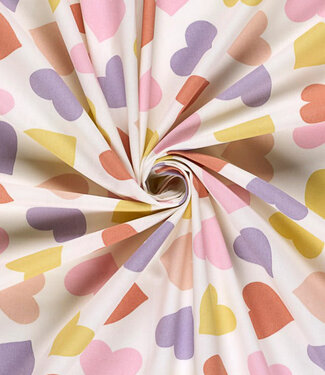 colored hearts - cotton poplin