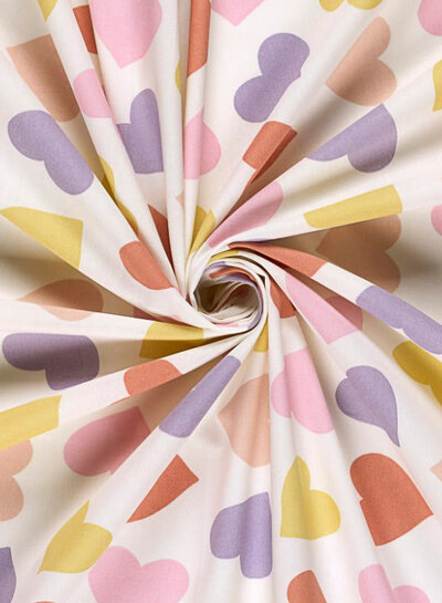colored hearts - cotton poplin