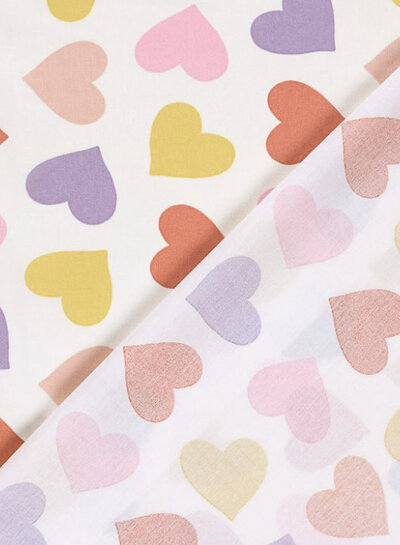 colored hearts - cotton poplin