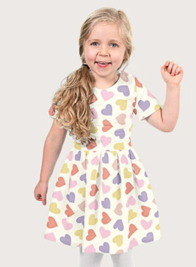 colored hearts - cotton poplin