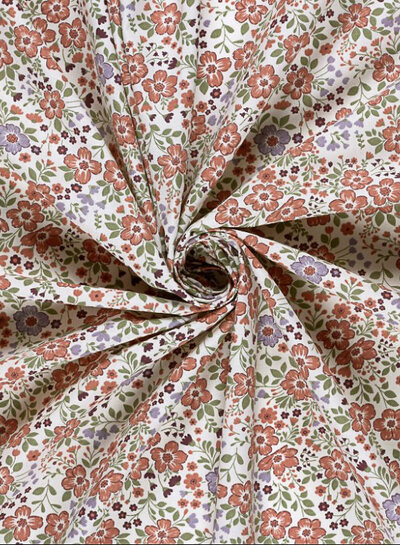 roze bloemetjes - poplin katoen