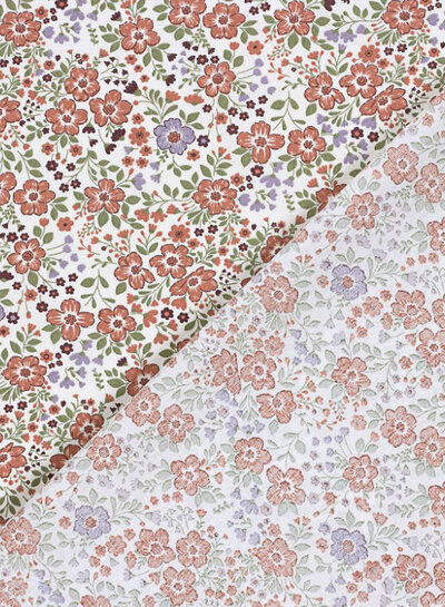 pink flowers - cotton poplin