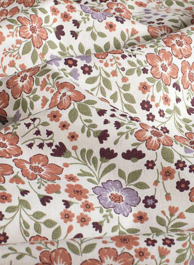 pink flowers - cotton poplin