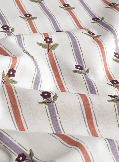 stripes and flowers - cotton poplin