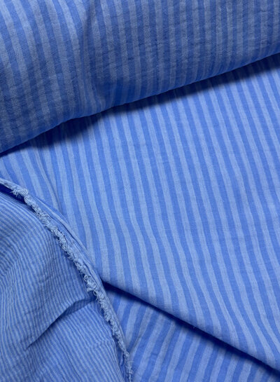 sky blue stripes double face - double gauze/tetra