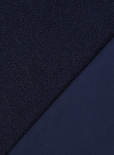 marineblauw - teddy boucle double face met fleece