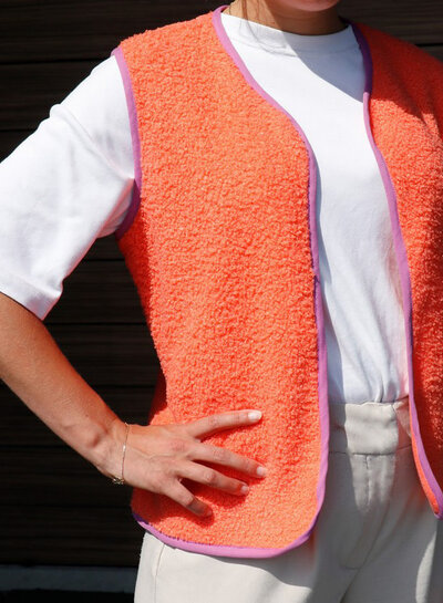 marineblauw - teddy boucle double face met fleece