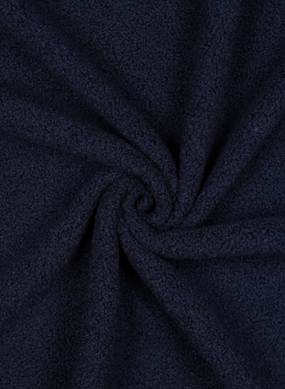 marineblauw - teddy boucle double face met fleece