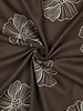 Brown linen blend embroidery flowers
