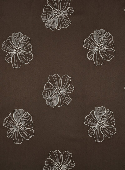 Bruin linnen blend embroidery flowers
