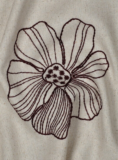 naturel linnen blend embroidery flowers