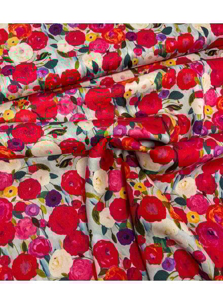 shiny colorful flowers - woven viscose