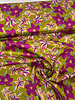 mustard yellow and fuchsia flowers - satin cotton