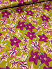 mustard yellow and fuchsia flowers - satin cotton