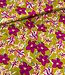 mosterdgeel en fuchsia bloemen - gesatineerde katoen