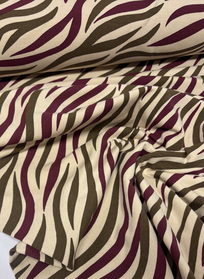 Madeline bordeau and khaki animal skin - soft sweater jogging